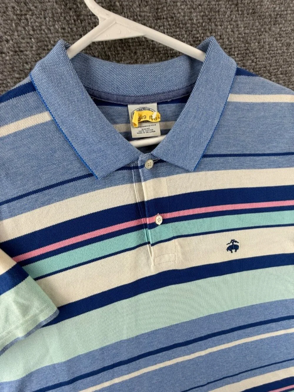 Brooks Brothers Colorful Striped Slim Fit Performance Polo XL Short Sleeve
